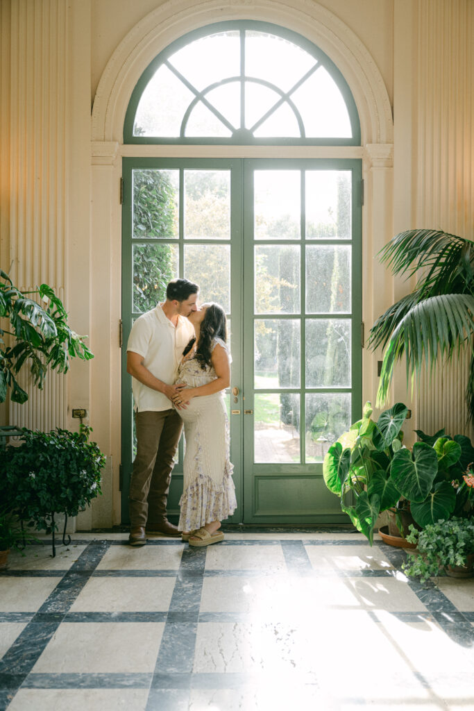 Maternity session at Filoli gardens atrium